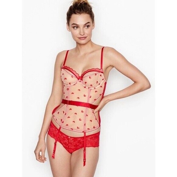 Victorias Secret Womens Corset 36D Limited Edition Mary Widow Mesh Lace Bustier - Picture 5 of 14